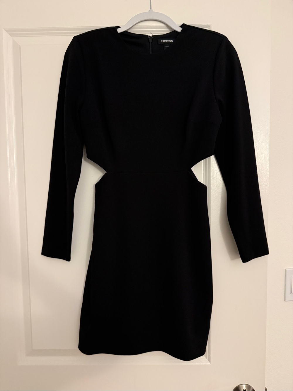 Express Black Long-Sleeve Mini Dress with Waist Cutouts